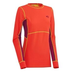 Kari Traa Women's Long Sleeve Crew Neck Top in Bright Orange with Purple Panels